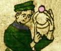 Heinrich Wittenwiler in einer Zeichnung seines Manuskripts Heinrich Wittenwiler in einer Zeichnung seines Manuskripts