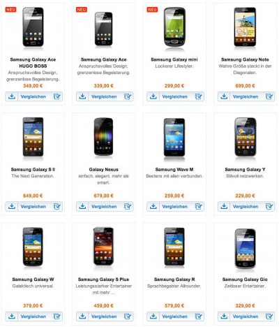 Aktuelle Galaxy Smartphones von Samsung mit Android