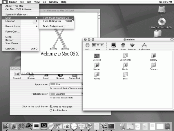 Transparenzen und andere optische Effekte gehörten bei MacOS X zum Standard.